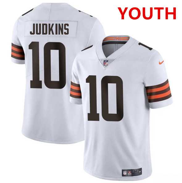 Youth Cleveland Browns #10 Quinshon Judkins White 2025 Vapor Limited Stitched Jersey Dzhi