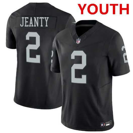 Youth Las Vegas Raiders #2 Ashton Jeanty Black 2025 F.U.S.E. Vapor Stitched Jersey Dzhi