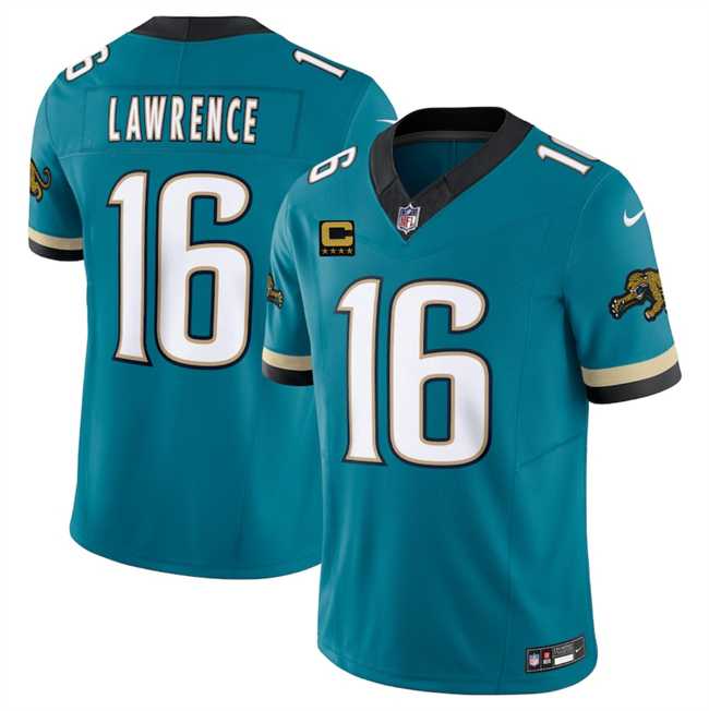 Men%27s Jacksonville Jaguars #16 Trevor Lawrence Teal 2025 F.U.S.E. With 4-Star C Patch Prowler Throwback Vapor Limited Stitched Jersey Dzhi