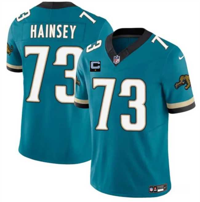 Men%27s Jacksonville Jaguars #73 Robert Hainsey Teal 2025 F.U.S.E. With 1-Star C Patch Prowler Throwback Vapor Limited Stitched Jersey Dzhi