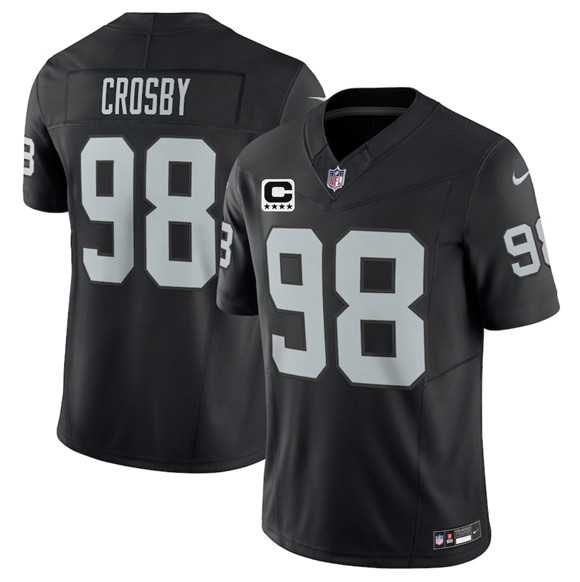 Men%27s Las Vegas Raiders #98 Maxx Crosby Black 2025 F.U.S.E. With 4-Star C Patch Vapor Limited Stitched Jersey Dzhi