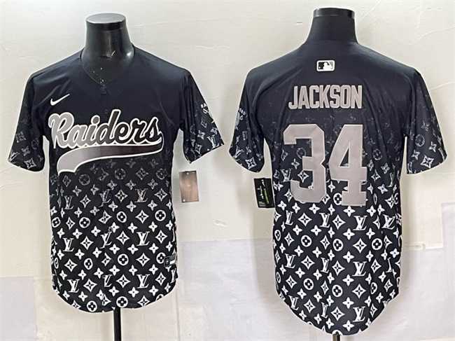 Men%27s Las Vegas Raiders #34 Bo Jackson Black Limited Stitched Baseball Jersey