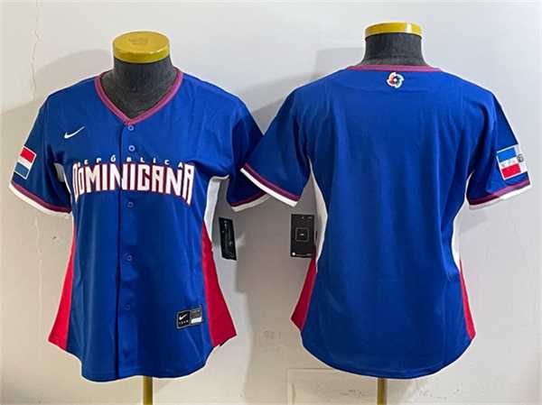 Women%27s Dominican Republic Blank Royal 2026 World Baseball Classic Road Stadium Stitched Jersey(Run Small)