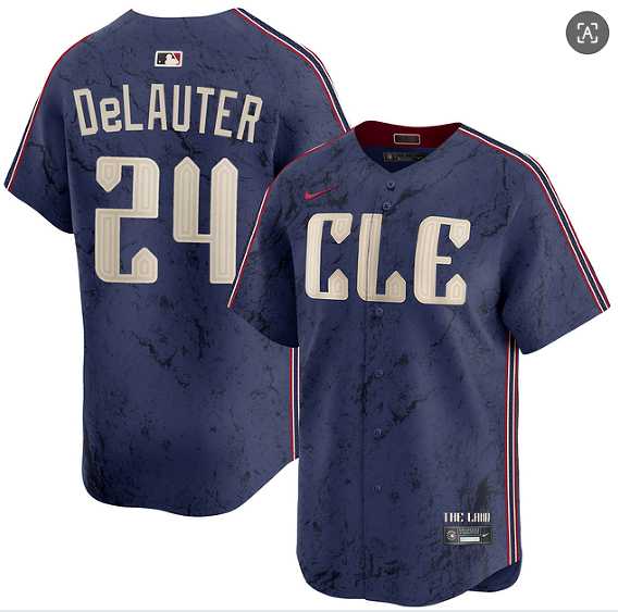 Men%27s Cleveland Guardians #24 Chase DeLauter Navy 2024 City Connect Limited Stitched Jersey Dzhi