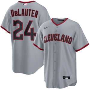 Men%27s Cleveland Guardians #24 Chase DeLauter Gray Cool Base Limited Stitched Jersey Dzhi
