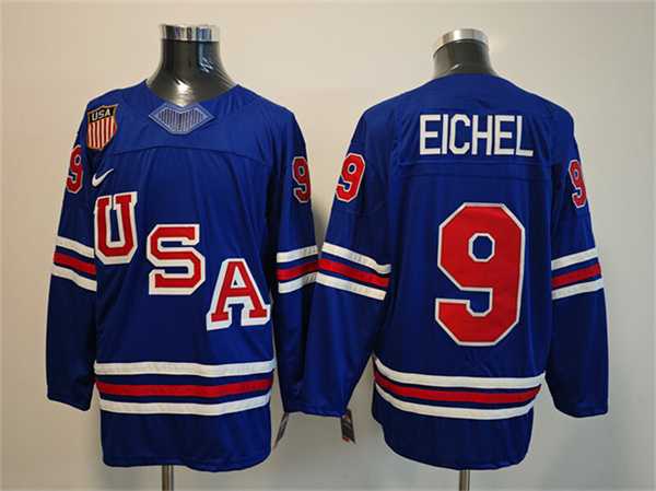 Men%27s USA #9 Jack Eichel Royal 2025-2026 Stitched Jersey