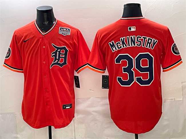 Men%27s Detroit Tigers #39 Zach McKinstry Orange 2026 Alternate USA 250%27 Patch Vapor Premier Limited Stitched Jersey Dzhi