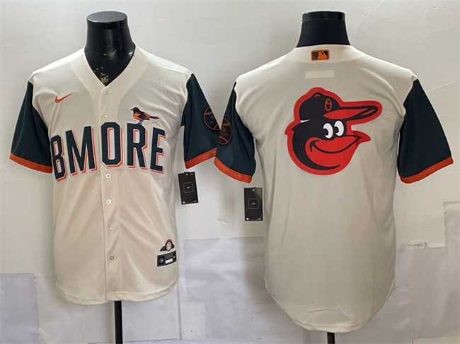 Men%27s Baltimore Orioles Team Big Logo Natural 2026 City Connect Stadium Stitched Jersey Dzhi