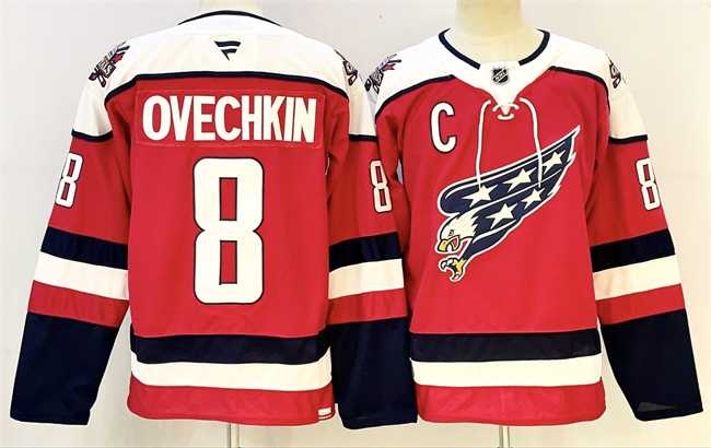 Men%27s Washington Capitals #8 Alexander Ovechkin Navy With C Patch Stitched Jersey