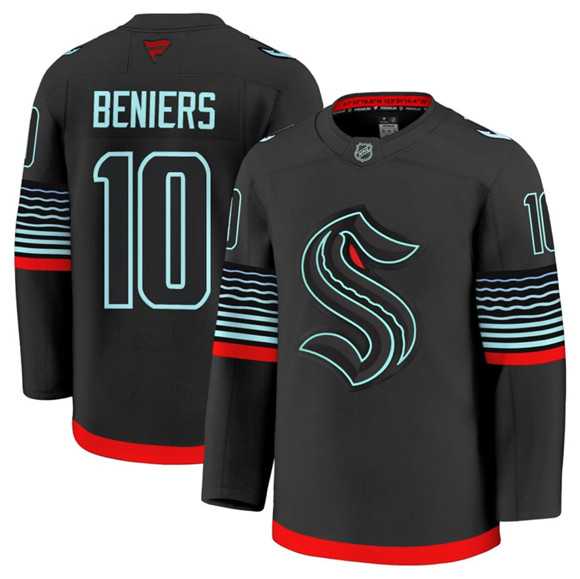 Men%27s Seattle Kraken #10 Matty Beniers Black Alternate Stitched Jersey Dzhi