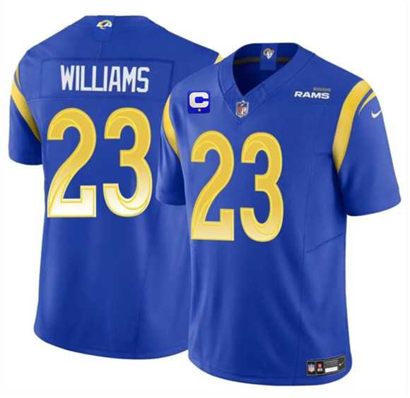 Men%27s Los Angeles Rams #23 Kyren Williams Blue 2025 F.U.S.E. With 1-Star C Patch Vapor Untouchable Stitched Jersey Dzhi