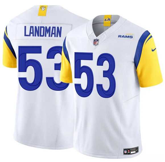 Men%27s Los Angeles Rams #53 Nate Landman White 2025 F.U.S.E. Vapor Untouchable Stitched Jersey Dzhi