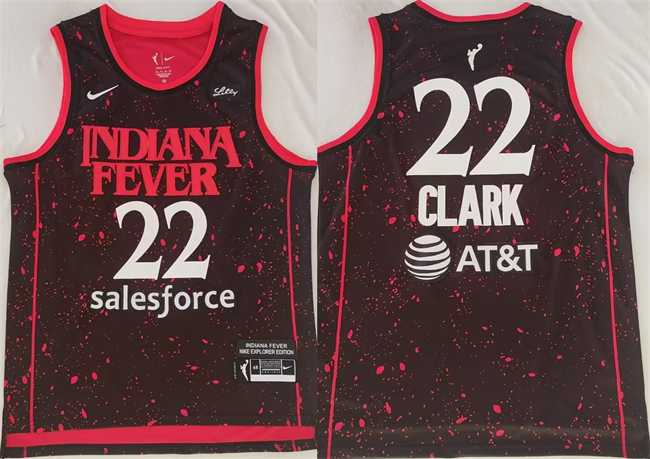 Men%27s Indiana Fever #22 Caitlin Clark Black Red Stitched Jersey