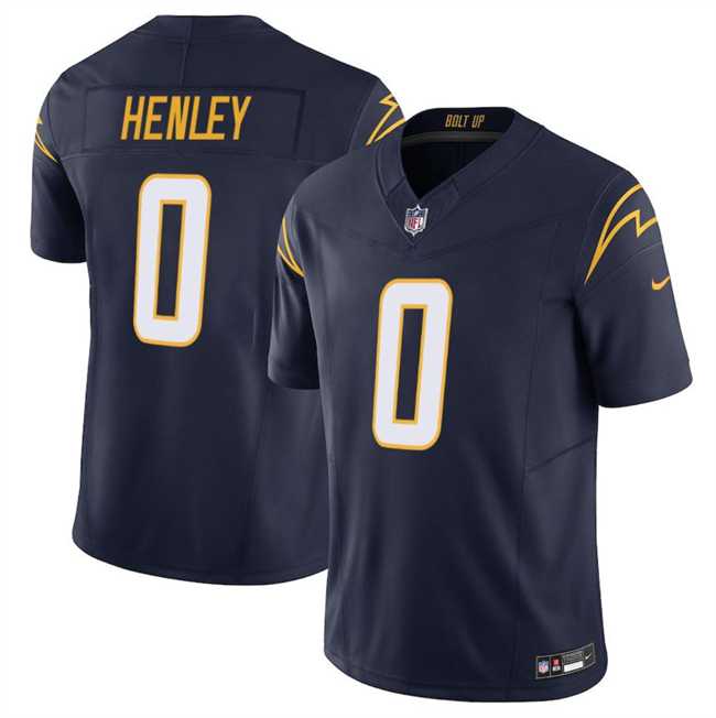 Men%27s Los Angeles Chargers #0 Daiyan Henley Navy 2025 F.U.S.E Vapor Limited Stitched Jersey Dzhi