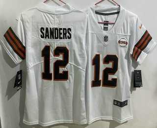 Women%27s Cleveland Browns #12 Shedeur Sanders Limited White Alternate Vapor Jersey