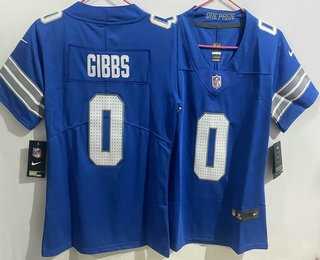 Women%27s Detroit Lions #0 Jahmyr Gibbs Limited Blue Vapor Jersey