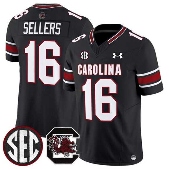 Men%27s South Carolina Fighting Gamecocks #16 LaNorris Sellers Black 2025 F.U.S.E. Stitched Jersey Dzhi