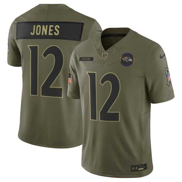Men%27s Baltimore Ravens #12 Jacoby Jones Olive 2025 Salute to Service Limited Stitched Jersey Dyin