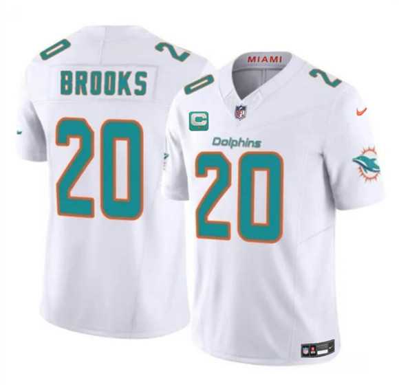Men%27s Miami Dolphins #20 Jordyn Brooks White 2025 F.U.S.E. With 1-Star C Patch Vapor Limited Stitched Jersey Dzhi
