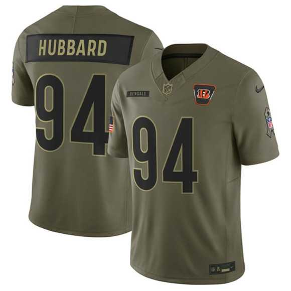 Men%27s Cincinnati Bengals #94 Sam Hubbard Olive 2025 Salute to Service Limited Stitched Jersey Dyin