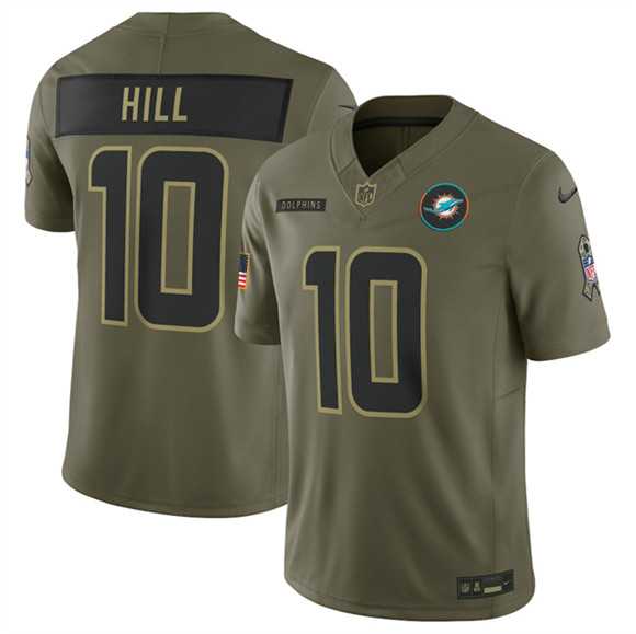 Men%27s Miami Dolphins #10 Tyreek Hill Olive 2025 F.U.S.E. Salute to Service Limited Stitched Jersey Dyin