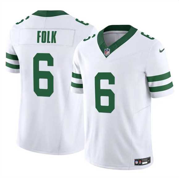 Men%27s New York Jets #6 Nick Folk White 2025 F.U.S.E. Vapor Untouchable Limited Stitched Jersey