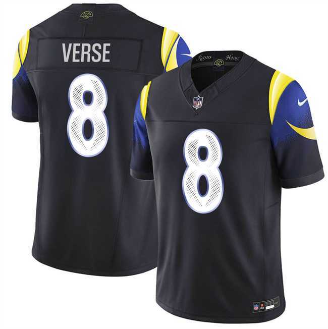 Men%27s Los Angeles Rams #8 Jared Verse Black 2025 F.U.S.E. %27Rivalries%27 Vapor Limited Stitched Jersey Dzhi