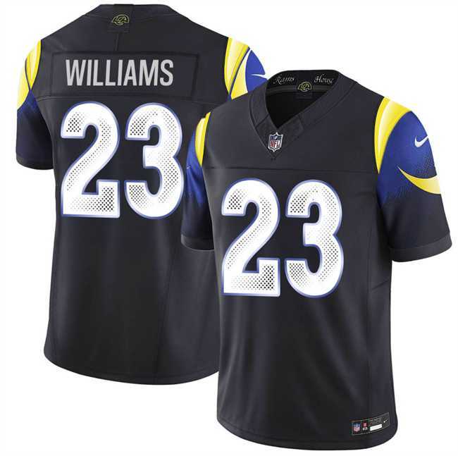 Men%27s Los Angeles Rams #23 Kyren Williams Black 2025 F.U.S.E. %27Rivalries%27 Vapor Limited Stitched Jersey Dzhi