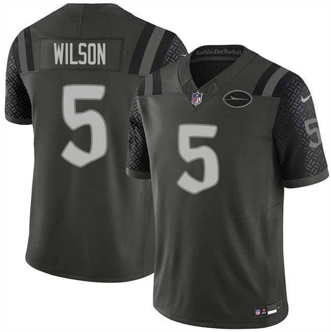 Men%27s New York Jets #5 Garrett Wilson Black 2025 F.U.S.E. %27Rivalries%27 Vapor Limited Stitched Jersey Dzhi
