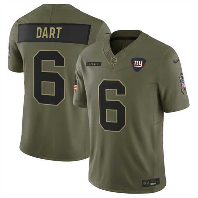Men%27s New York Giants #6 Jaxson Dart Olive 2025 F.U.S.E. Salute to Service Limited Stitched Jersey Dyin