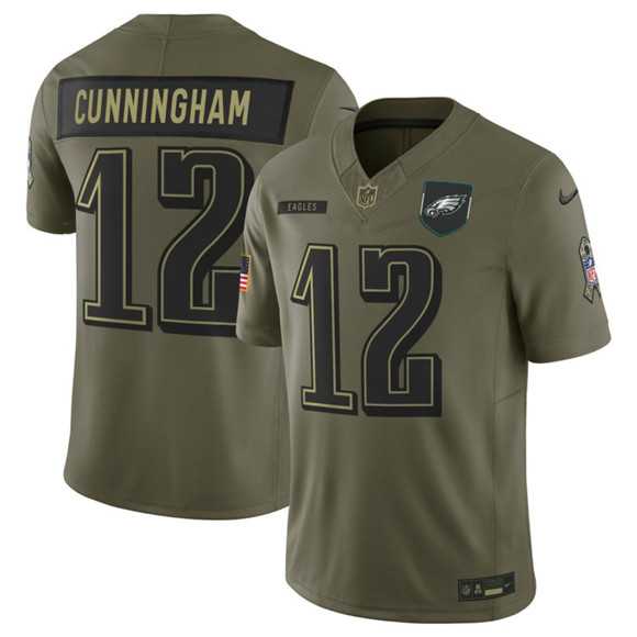 Men%27s Philadelphia Eagles #12 Randall Cunningham Olive 2025 Salute to Service Limited Stitched Jersey Dyin