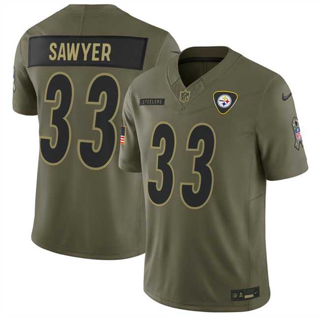 Men%27s Pittsburgh Steelers #33 Jack Sawyer Olive 2025 F.U.S.E. Salute to Service Limited Stitched Jersey Dyin