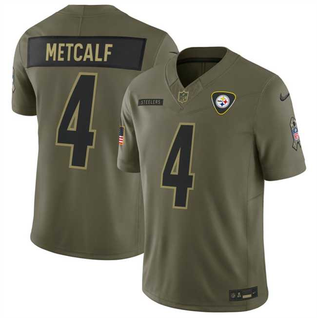 Men%27s Pittsburgh Steelers #4 DK Metcalf Olive 2025 F.U.S.E. Salute to Service Limited Stitched Jersey Dyin