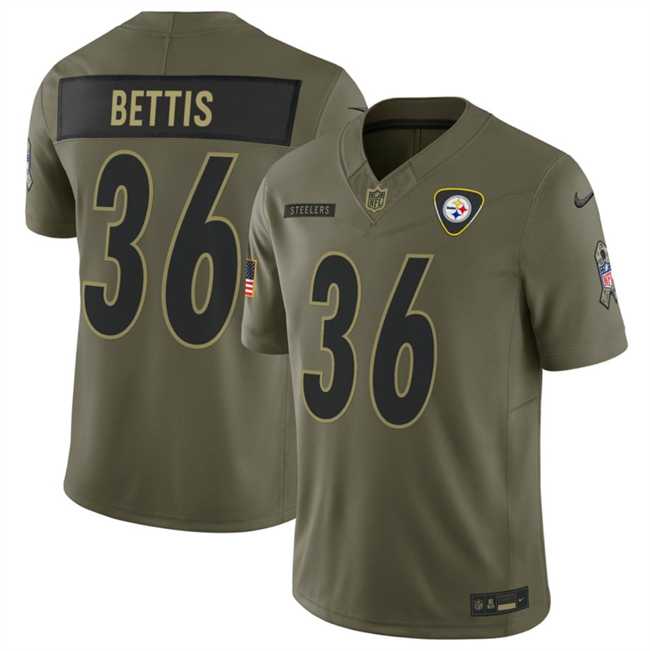 Men%27s Pittsburgh Steelers #36 Jerome Bettis Olive 2025 F.U.S.E. Salute to Service Limited Stitched Jersey Dyin