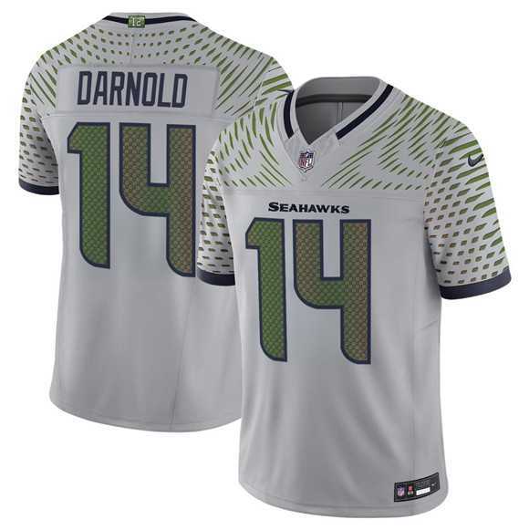 Men%27s Seattle Seahawks #14 Sam Darnold Gray 2025 F.U.S.E. %27Rivalries%27 Vapor Untouchable Limited Stitched Jersey Dzhi