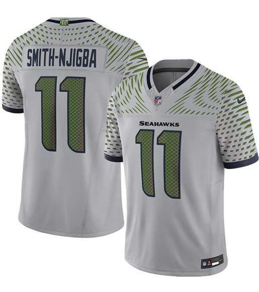Men%27s Seattle Seahawks #11 Jaxon Smith-Njigba Gray 2025 F.U.S.E. %27Rivalries%27 Vapor Untouchable Limited Stitched Jersey Dzhi