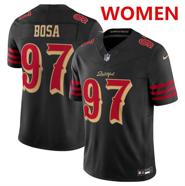 Women%27s San Francisco 49ers #97 Nick Bosa Black 2025 F.U.S.E. %27Rivalries%27 Vapor Limited Stitched Jersey Dzhi