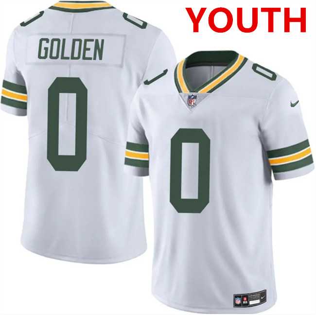 Youth Green Bay Packers #0 matthew golden white 2025 Vapor Untouchable Limited Stitched Jersey Dzhi