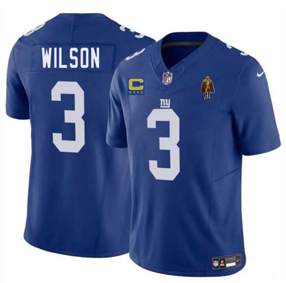 Men%27s New York Giants #3 Russell Wilson Blue 2025 F.U.S.E. With 4-star C Patch And Walter Payton Patch Vapor Untouchable Limited Stitched Jersey Dzhi