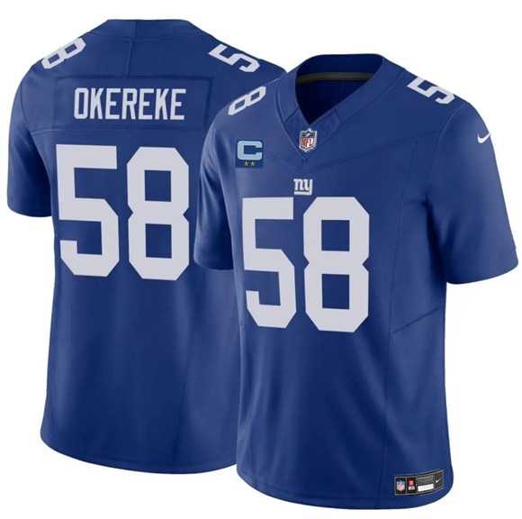 Men%27s New York Giants #58 Bobby Okereke Blue 2025 F.U.S.E. With 2-Star C Patch Vapor Untouchable Limited Stitched Jersey Dzhi