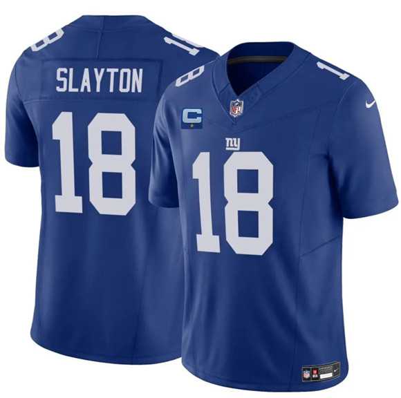 Men%27s New York Giants #18 Darius Slayton Blue 2025 F.U.S.E. With 1-Star C Patch Vapor Untouchable Limited Stitched Jersey Dzhi