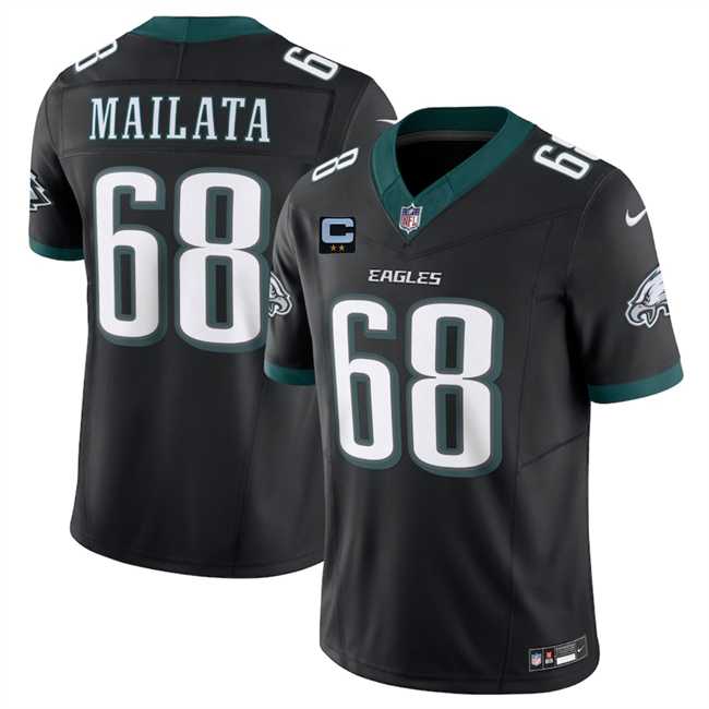 Men%27s Philadelphia Eagles #68 Jordan Mailata Black 2025 F.U.S.E. With 2-Star C Patch Vapor Untouchable Limited Stitched Jersey Dzhi