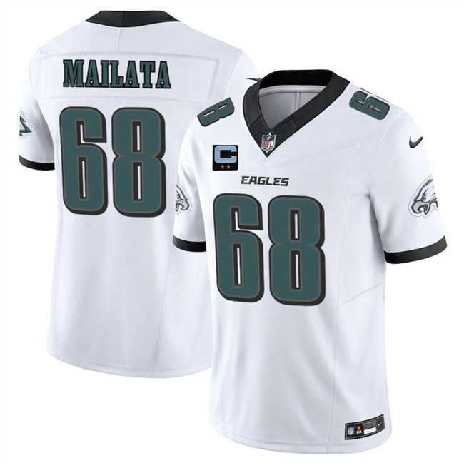 Men%27s Philadelphia Eagles #68 Jordan Mailata White 2025 F.U.S.E. With 2-Star C Patch Vapor Untouchable Limited Stitched Jersey Dzhi
