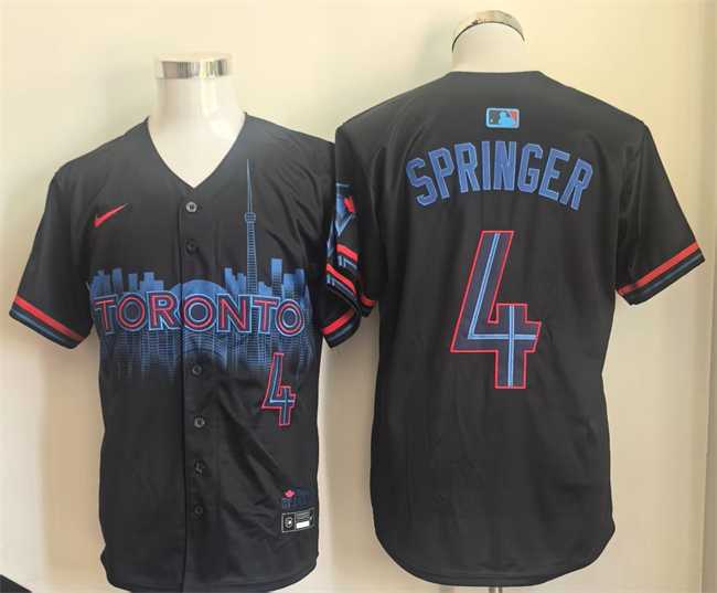Men%27s Toronto Blue Jays #4 George Springer Navy 2024 City Connect Limited Stitched Baseball Jersey