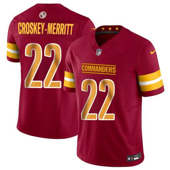 Men%27s Washington Commanders #22 Jacory Croskey-Merritt Burgundy 2025 Draft F.U.S.E. Vapor Limited Stitched Jersey Dzhi