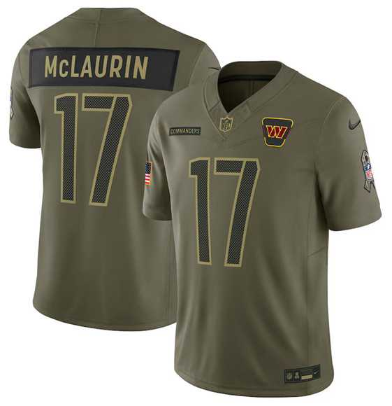 Men%27s Washington Commanders #17 Terry McLaurin Olive 2025 Salute to Service Limited Stitched Jersey Dyin