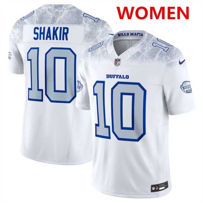 Women%27s Buffalo Bills #10 Khalil Shakir White 2025 F.U.S.E. %27Rivalries%27 Vapor Untouchable Stitched Jersey Dzhi