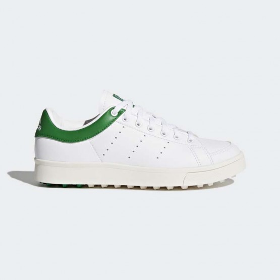 Kids White/Green Adidas Adicross Classic Golf Shoes 123HMJUK