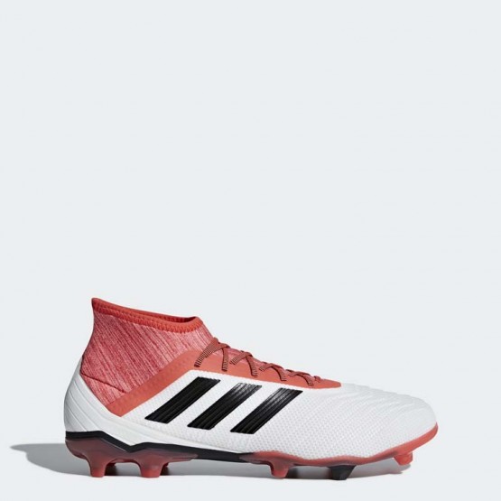 Mens White/Black Adidas Predator 18.2 Firm Ground Cleats Soccer Cleats 207MNDKU