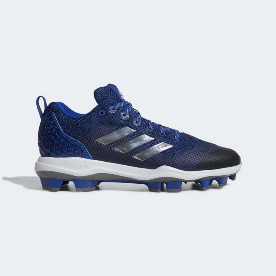 Mens Collegiate Royal/Metallic Silver/White Adidas Poweralley 5 Tpu Cleats Baseball Shoes 752CROHF